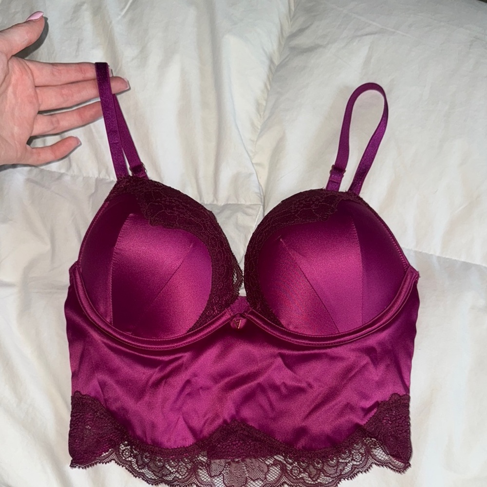 Victoria's Secret Deep Purple Satin Lace Bra